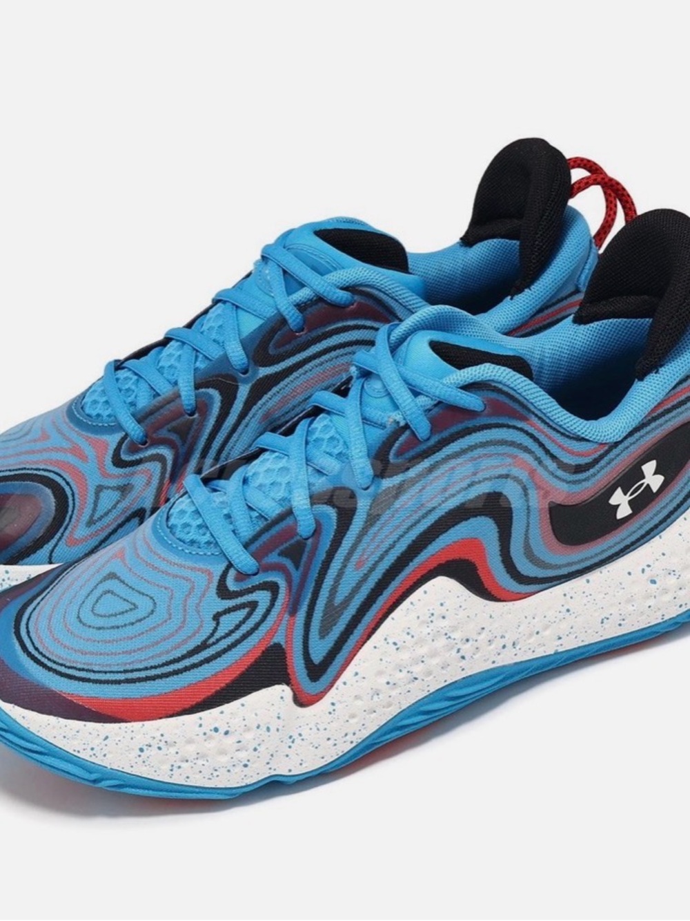 Under Armour Men’s Bright Blue Black and Red Swirl Running Shoes